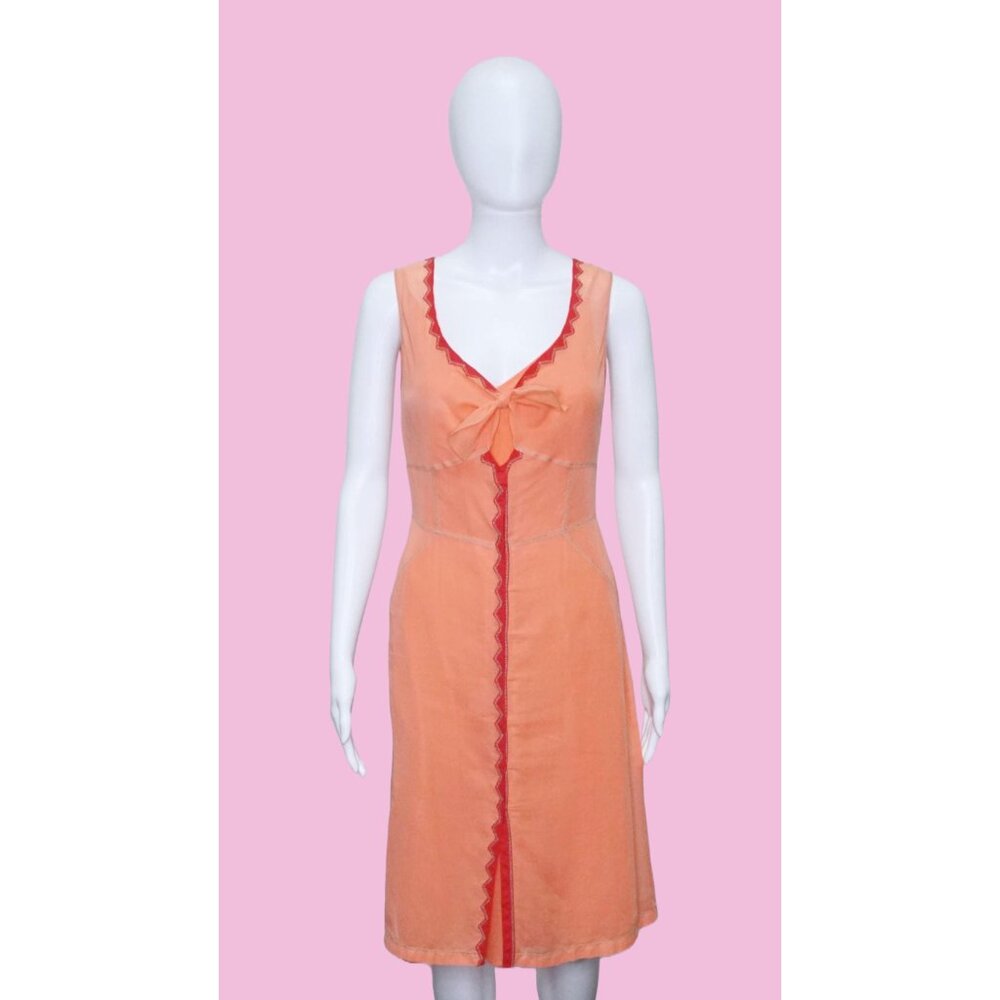 Y2K. 1930s Style. PHILOSOPHY Di ALBERTA FERRETTI Coral Orange Sleeveless Dress w